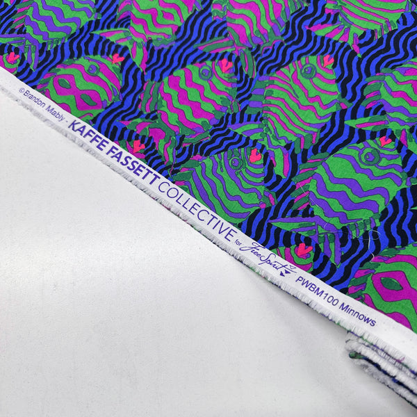 Minnows -Blue Brandon Mably for Kaffe Fassett Cotton Fabric, Free Spirit Fabrics SKU: PWBM100.BLUE