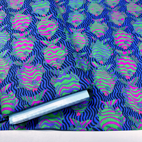 Minnows -Blue Brandon Mably for Kaffe Fassett Cotton Fabric, Free Spirit Fabrics SKU: PWBM100.BLUE