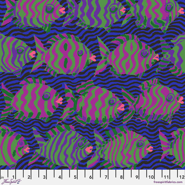Minnows -Blue Brandon Mably for Kaffe Fassett Cotton Fabric, Free Spirit Fabrics SKU: PWBM100.BLUE