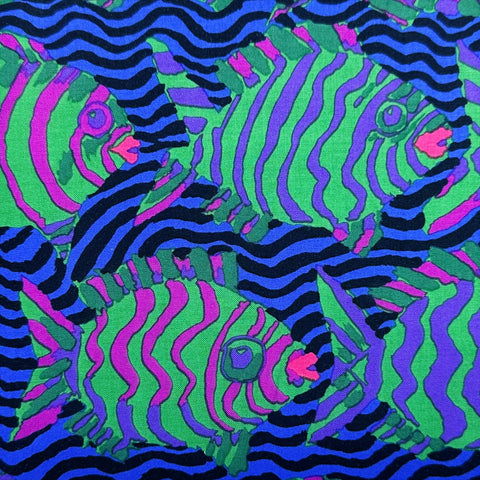 Minnows -Blue Brandon Mably for Kaffe Fassett Cotton Fabric, Free Spirit Fabrics SKU: PWBM100.BLUE