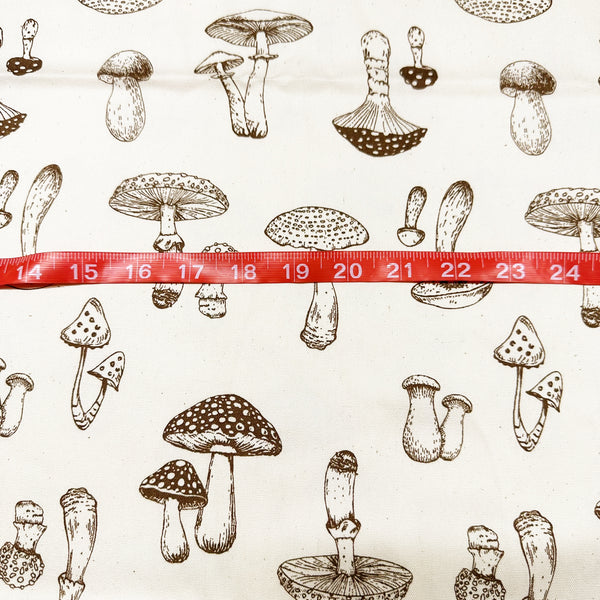 Mushroom Print Oxford Cotton Fabric in Natural, Made in Japan
