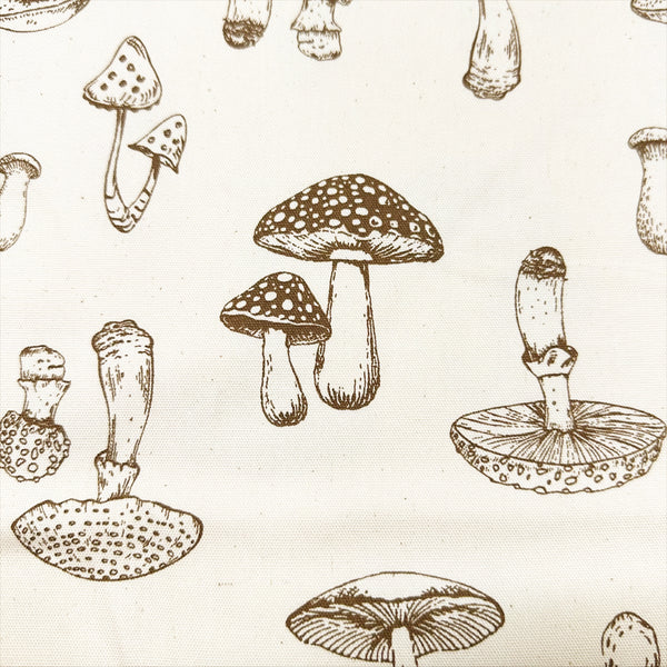 Mushroom Print Oxford Cotton Fabric in Natural, Made in Japan