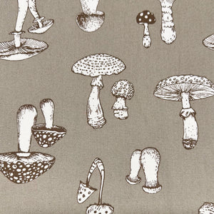 Mushroom Print Oxford Cotton Fabric in Stone, Made in Japan
