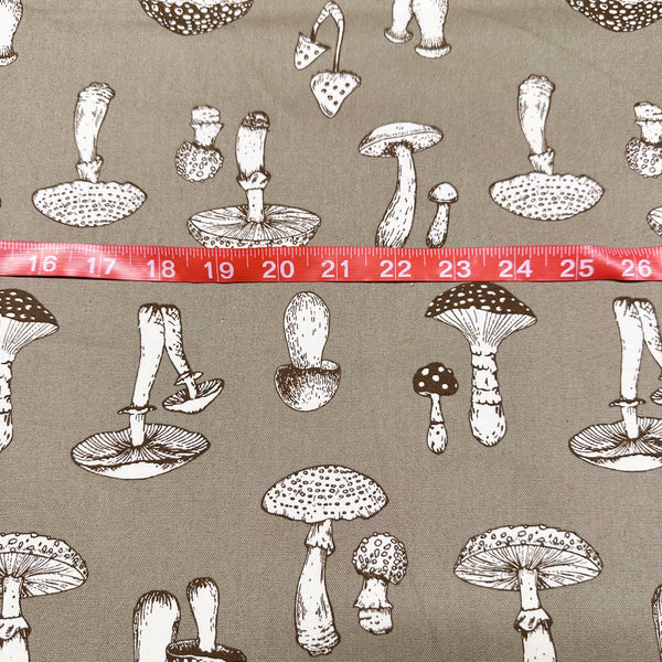 Mushroom Print Oxford Cotton Fabric in Stone, Made in Japan