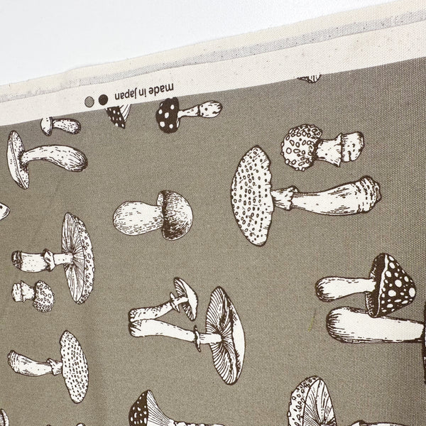 Mushroom Print Oxford Cotton Fabric in Stone, Made in Japan