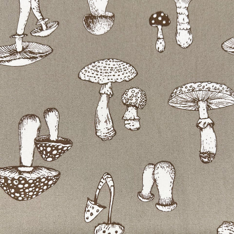 Mushroom Print Oxford Cotton Fabric in Stone, Made in Japan