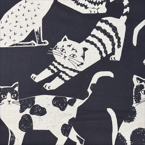 NekoNoe Echino Cat Canvas Cotton Linen Canvas Fabric by Kokka, EYX-91000-101 A