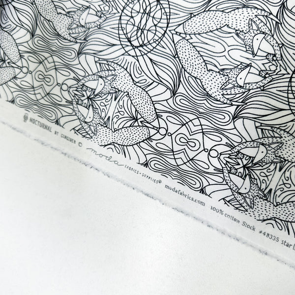 Nocturnal by Gingiber Cotton Fabric, Foxes in Moon 48335 11 Moda Fabrics