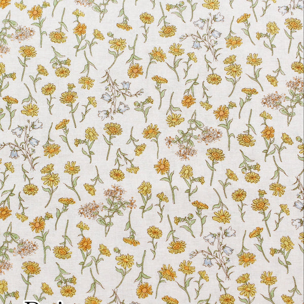 PREORDER Flowers - Beige Cotton Fabric, Kate Greenaway - Imported from Japan