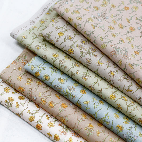 PREORDER Flowers - Brown Cotton Fabric, Kate Greenaway - Imported from Japan