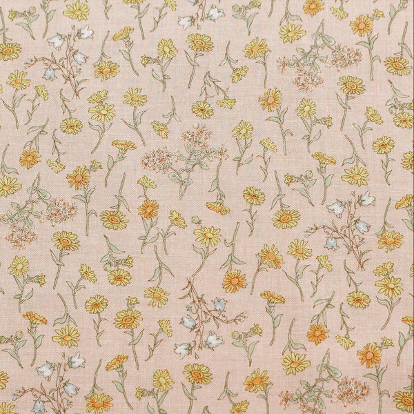 PREORDER Flowers - Pink Cotton Fabric, Kate Greenaway - Imported from Japan