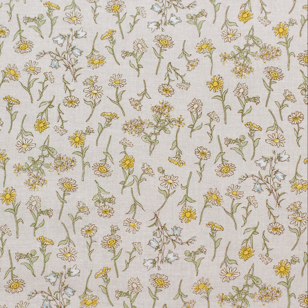 PREORDER Flowers - Taupe Cotton Fabric, Kate Greenaway - Imported from Japan
