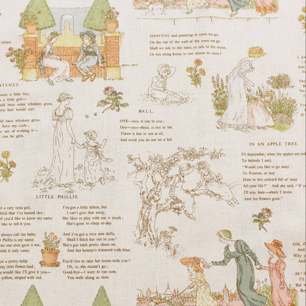 PREORDER Story - Beige Cotton Fabric, Kate Greenaway - Imported from Japan