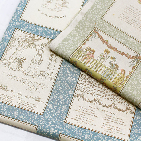 PREORDER Story Panel - Pink Cotton Fabric, Kate Greenaway - Imported from Japan