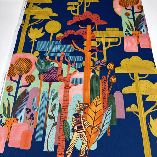 Bosque de los Muertos Lapis Cotton Fabric by Alexander Henry, By the Yard