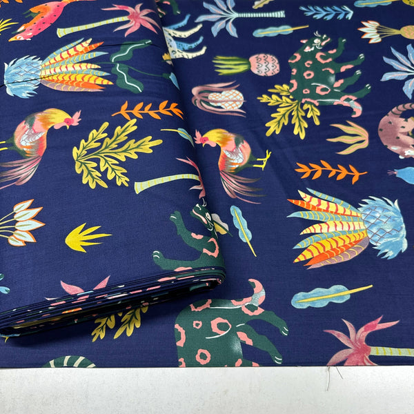 Selva Imaginaria Cotton Fabric by Alexander Henry, Navy, By the Yard 9052B