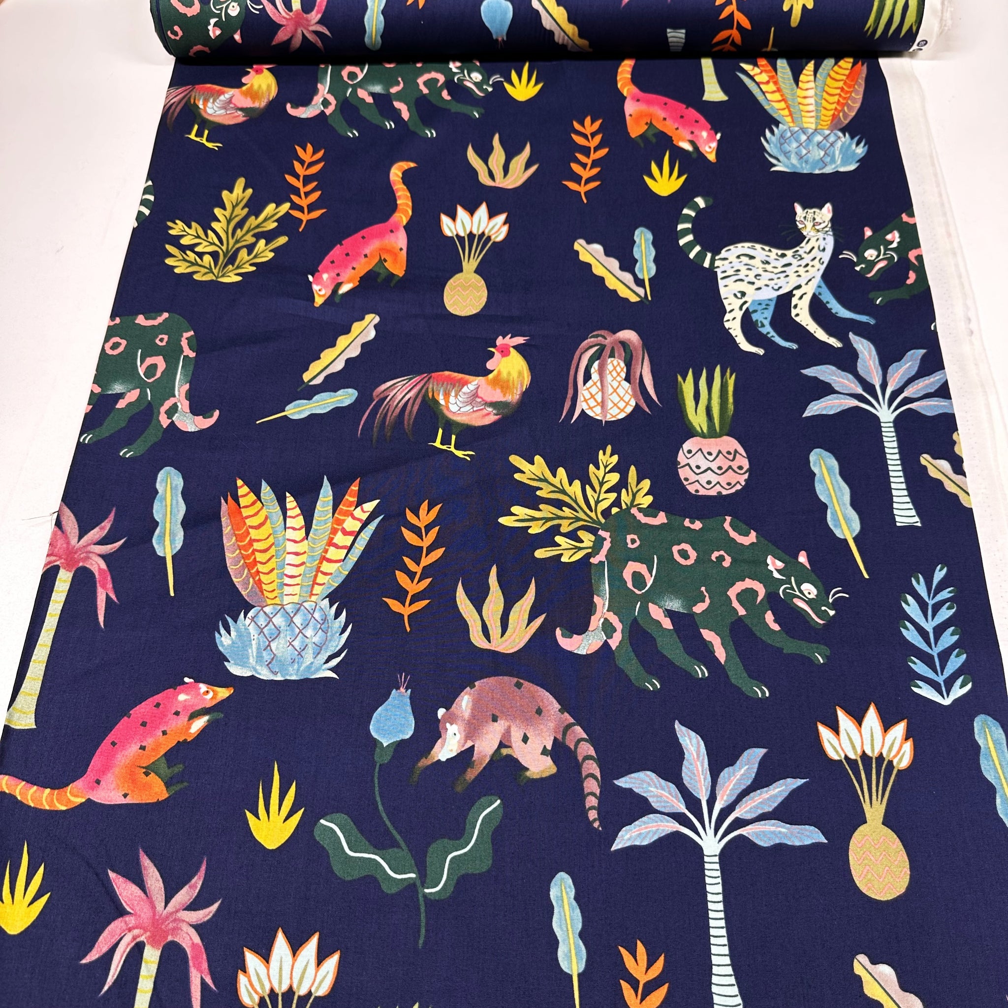 Selva Imaginaria Cotton Fabric by Alexander Henry, Navy, By the Yard 9052B