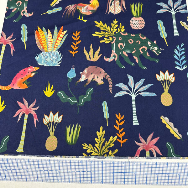 Selva Imaginaria Cotton Fabric by Alexander Henry, Navy, By the Yard 9052B