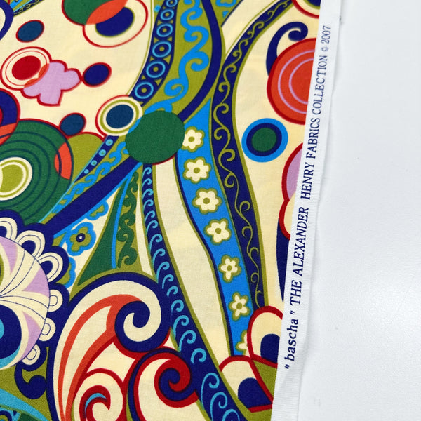 OOP Alexander Henry Bascha 2007 Cotton Fabric, Retired HTF Retro Swirl Geo Print, By the 1/2 Yard