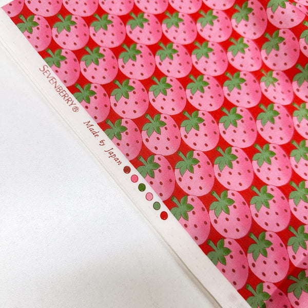 Strawberry Party by Sevenberry Cotton Fabric, Imported from Japan, Red