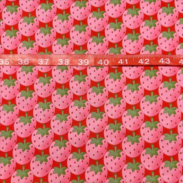 Strawberry Party by Sevenberry Cotton Fabric, Imported from Japan, Red