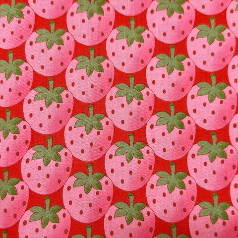 Strawberry Party by Sevenberry Cotton Fabric, Imported from Japan, Red