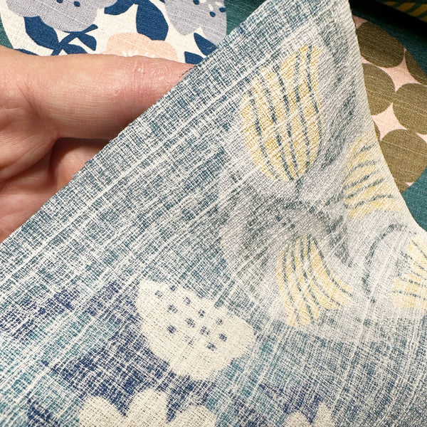 Circle Flower Cotton DOBBY Fabric by Miori Collection, Imported from Japan, Green