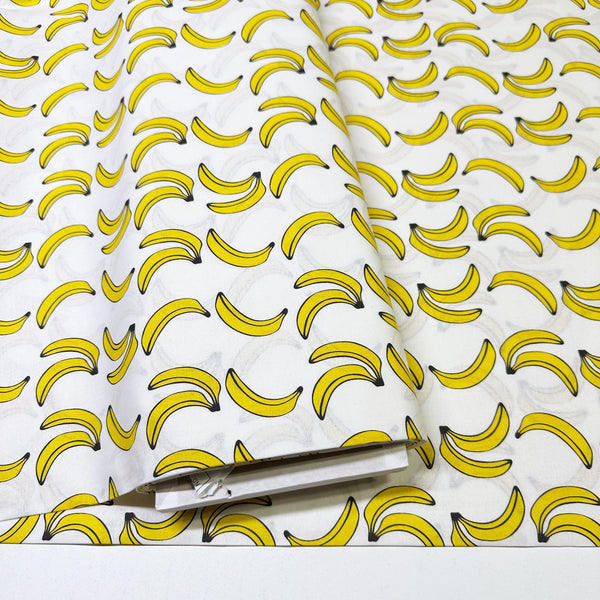 Banana Print on White Cotton Fabric, Imported from Korea