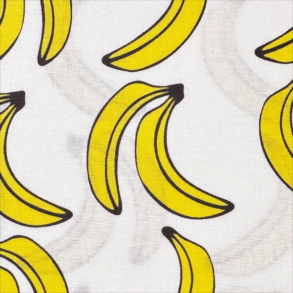 Banana Print on White Cotton Fabric, Imported from Korea