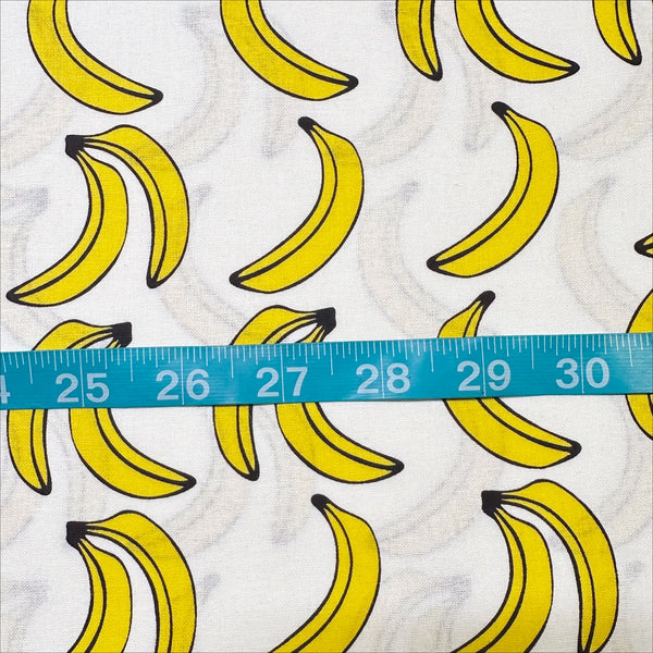 Banana Print on White Cotton Fabric, Imported from Korea
