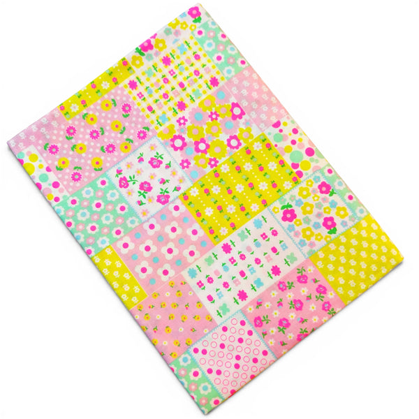 Kanon Floral Patchwork Cotton Fabric in Baby Pink Neon by Antique Fabric Pinks – Imported from Japan