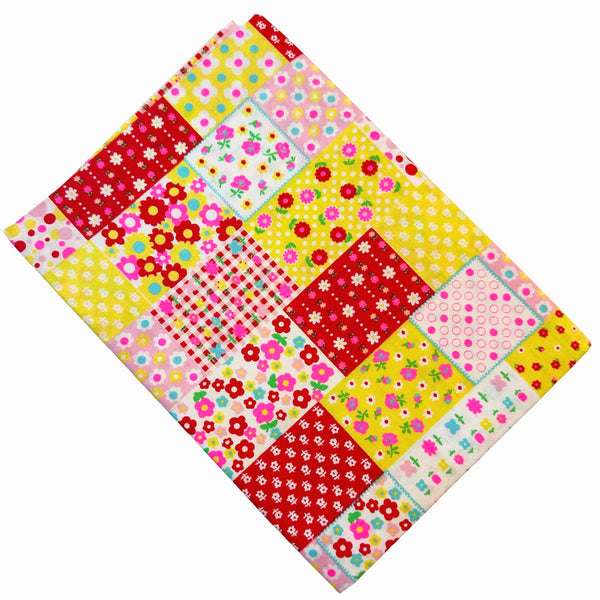 Kanon Floral Patchwork Cotton Fabric in Red Neon by Antique Fabric Pinks – Imported from Japan