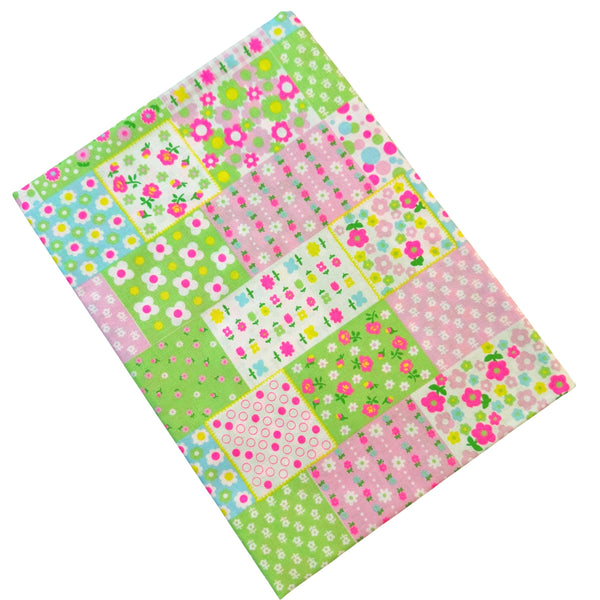 Kanon Floral Patchwork Cotton Fabric in Mint Green Neon by Antique Fabric Pinks – Imported from Japan