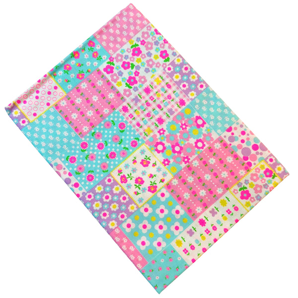 Kanon Floral Patchwork Cotton Fabric in Light Blue Neon by Antique Fabric Pinks – Imported from Japan