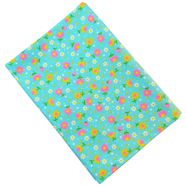 Popollo Flower Cotton Fabric in Blue Neon by Antique Fabric Pinks – Imported from Japan