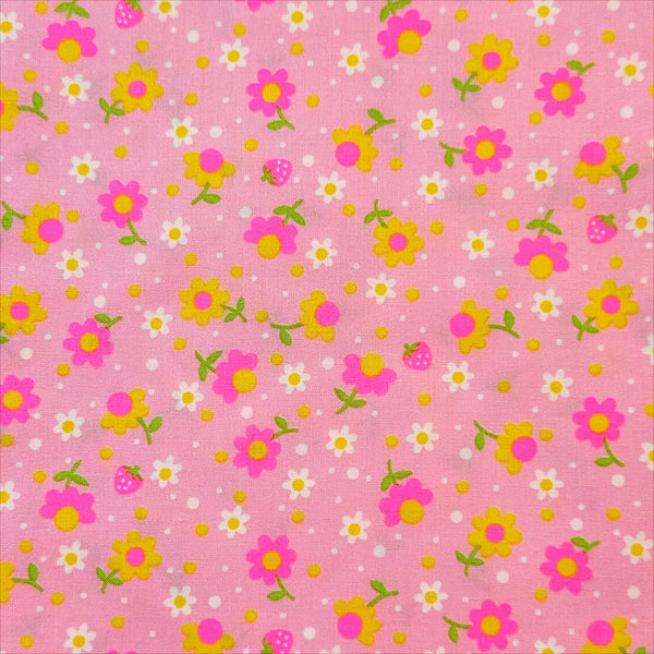 Popollo Flower Cotton Fabric in Baby Pink Neon by Antique Fabric Pinks – Imported from Japan