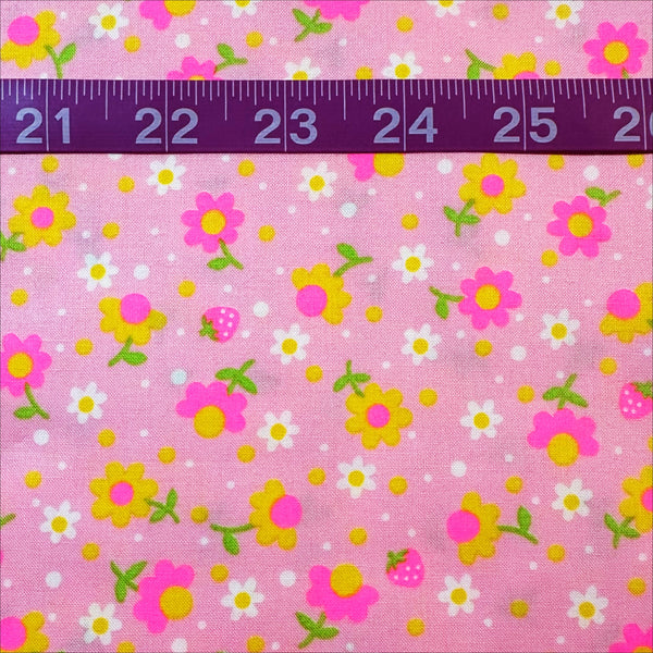 Popollo Flower Cotton Fabric in Baby Pink Neon by Antique Fabric Pinks – Imported from Japan