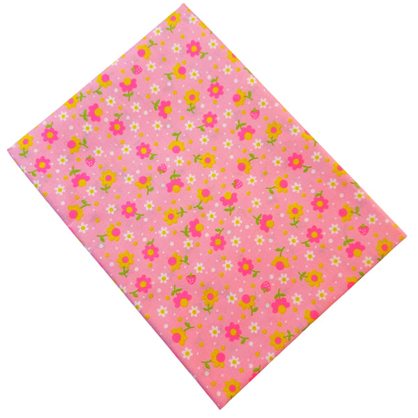Popollo Flower Cotton Fabric in Baby Pink Neon by Antique Fabric Pinks – Imported from Japan