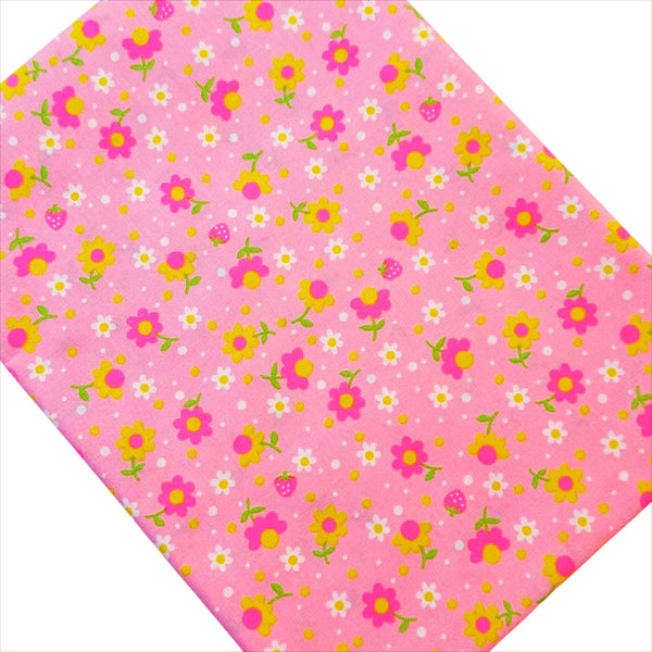 Popollo Flower Cotton Fabric in Baby Pink Neon by Antique Fabric Pinks – Imported from Japan