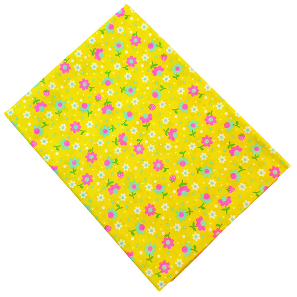 Popollo Flower Cotton Fabric in Yellow Neon by Antique Fabric Pinks – Imported from Japan