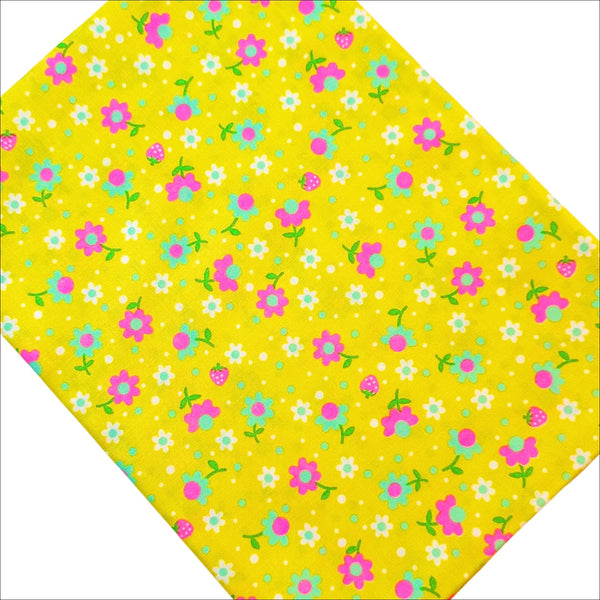 Popollo Flower Cotton Fabric in Yellow Neon by Antique Fabric Pinks – Imported from Japan