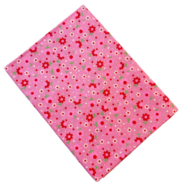 Popollo Flower Cotton Fabric in Medium Pink Neon by Antique Fabric Pinks – Imported from Japan