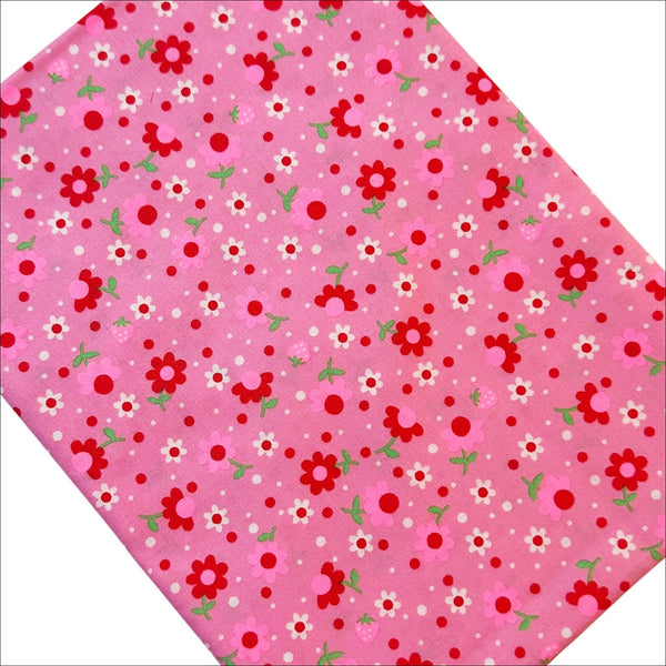 Popollo Flower Cotton Fabric in Medium Pink Neon by Antique Fabric Pinks – Imported from Japan