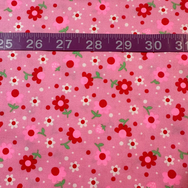 Popollo Flower Cotton Fabric in Medium Pink Neon by Antique Fabric Pinks – Imported from Japan