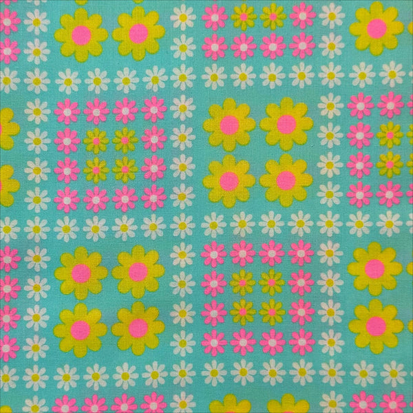 Charmy Remix Cotton Fabric in Light Blue Neon by Antique Fabric Pinks – Imported from Japan