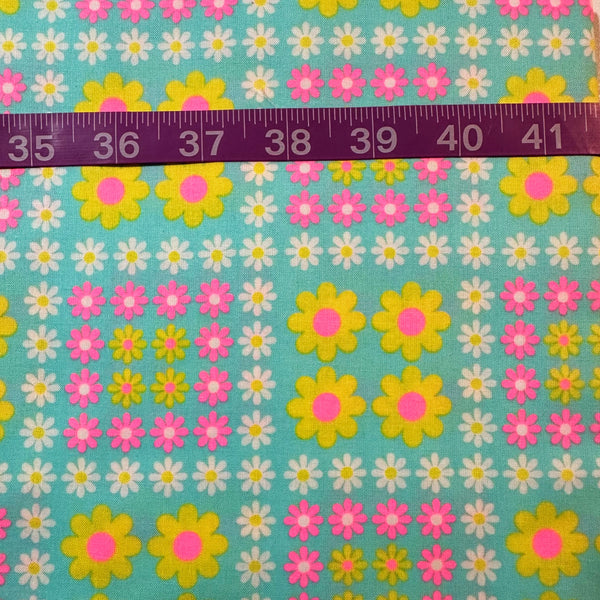 Charmy Remix Cotton Fabric in Light Blue Neon by Antique Fabric Pinks – Imported from Japan