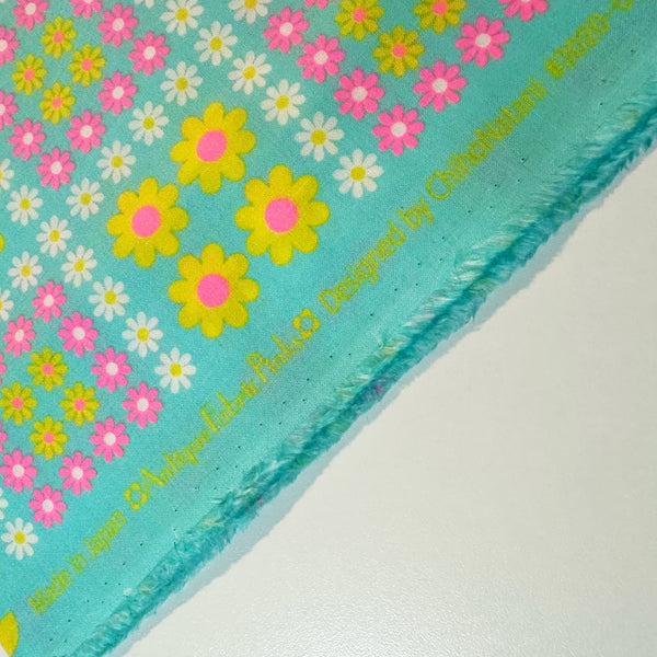 Charmy Remix Cotton Fabric in Light Blue Neon by Antique Fabric Pinks – Imported from Japan