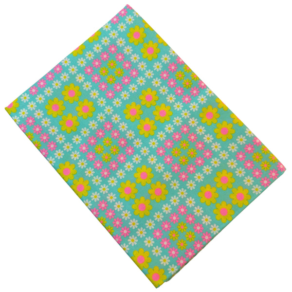 Charmy Remix Cotton Fabric in Light Blue Neon by Antique Fabric Pinks – Imported from Japan