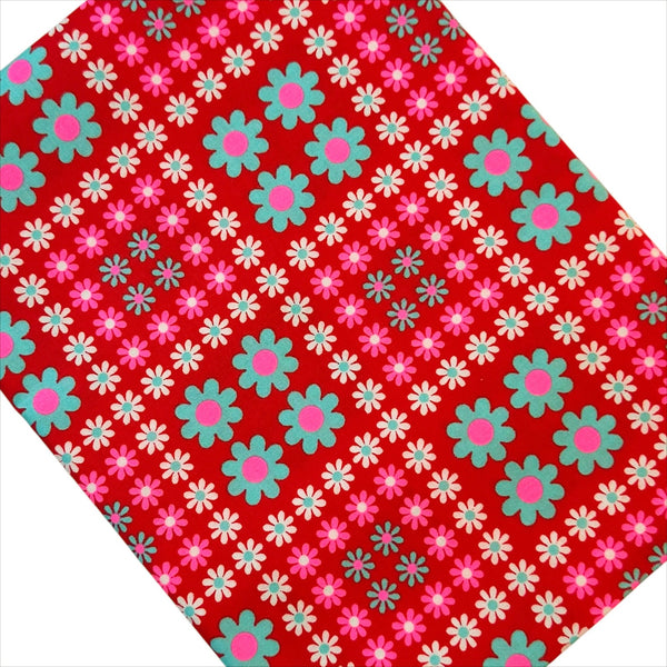 Charmy Remix Cotton Fabric in Red Neon by Antique Fabric Pinks – Imported from Japan