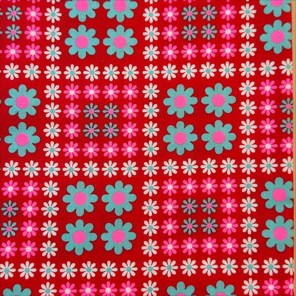 Charmy Remix Cotton Fabric in Red Neon by Antique Fabric Pinks – Imported from Japan
